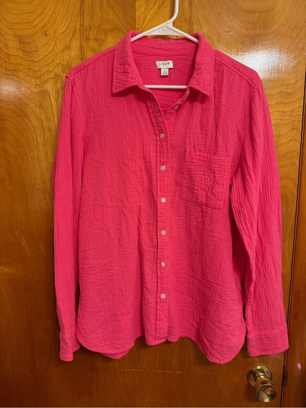 J. Crew Bright Pink Textured Button-Down Shirt